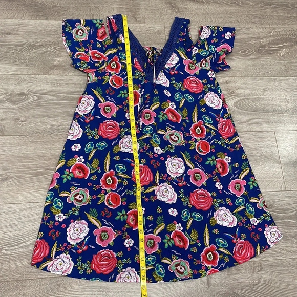 NWOT Jodi Kristopher Blue Floral Cold Shoulder Shift Dress M - Picture 9 of 15
